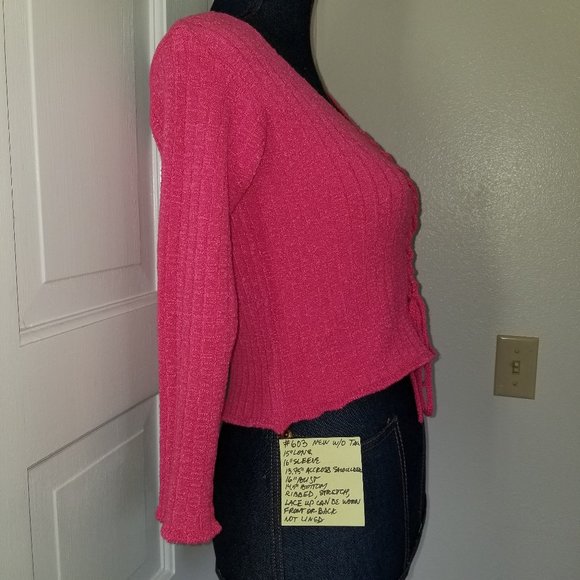 #603 NWOT KD Dance Sexy Hot Pink Ribbed Knit Top S - Picture 4 of 10